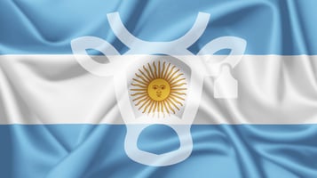 Argentina livestock sector digitalisation with iLivestock EID technology branding over national flag