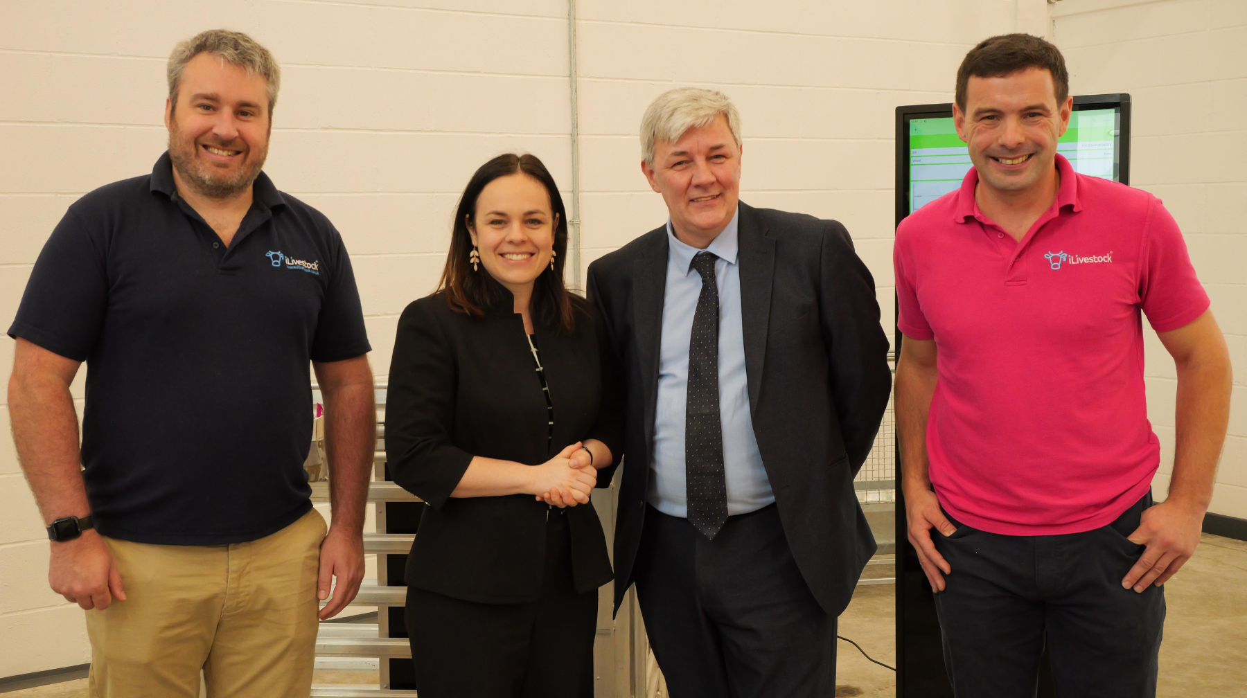 Jamie Pugh, CCO & Co-Founder iLivestock; Deputy First Minister Kate Forbes; Cllr Altany Craik, Fife Council’s Spokesperson for Finance, Economy & Strategic Planning; and Ewen Wardman, CEO & Co-Founder iLivestock.