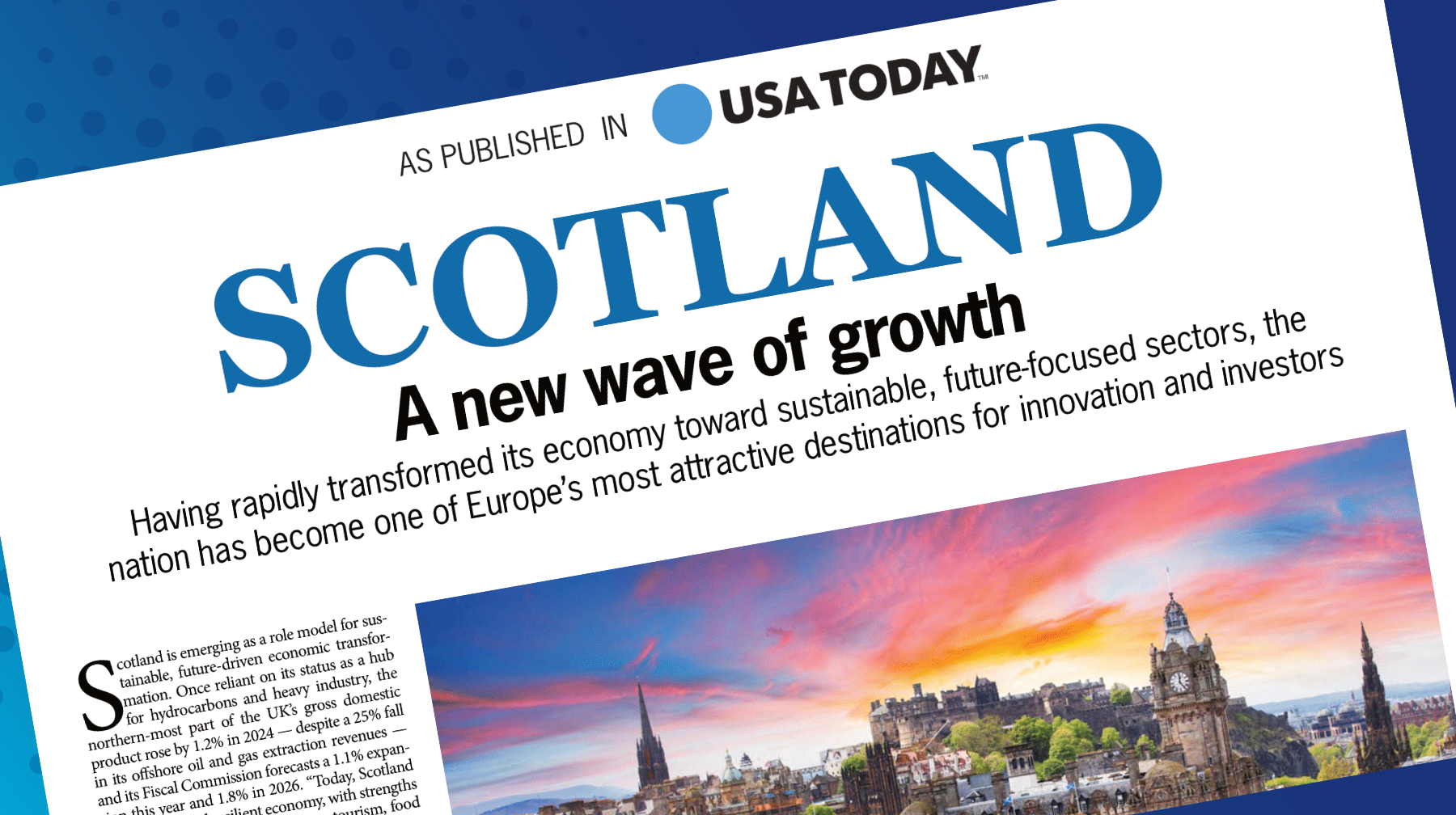 Front page USA TODAY's Special Scotland Business Report